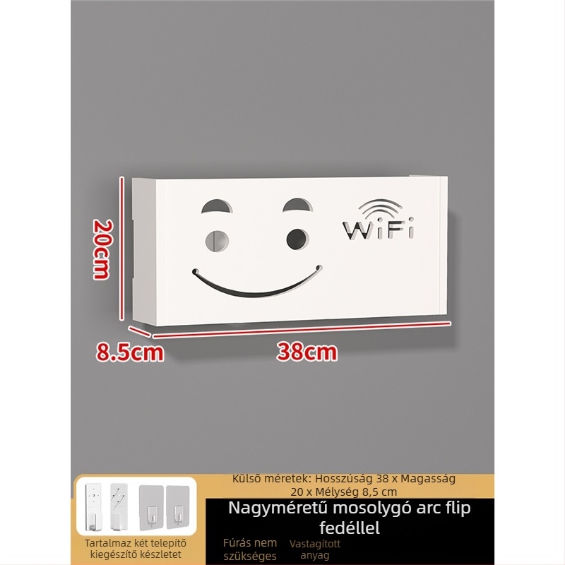 Fali konnektorfedél dekoratív doboz – keret nélküli; keret: fa–műanyag lemez; mag: fa–műanyag lemez; helyiségek: nappali, hálószoba, dolgozószoba, étterem, előszoba; stílus: modern minimalista