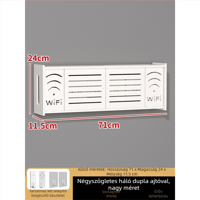Fali konnektorfedél dekoratív doboz – keret nélküli; keret: fa–műanyag lemez; mag: fa–műanyag lemez; helyiségek: nappali, hálószoba, dolgozószoba, étterem, előszoba; stílus: modern minimalista