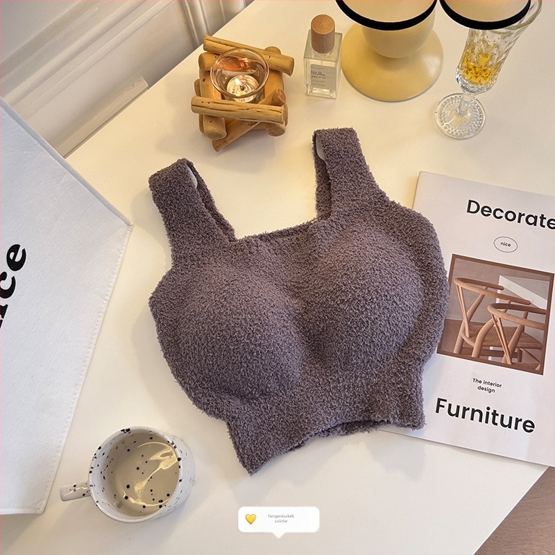 Női őszi-téli báránygyapjú fleece béléses mellény beépített párnázott melltartóval – egységben, hosszú fazon
