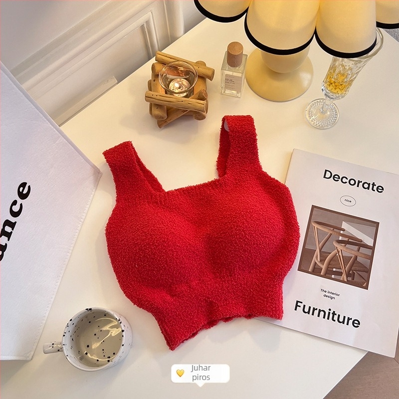 Női őszi-téli báránygyapjú fleece béléses mellény beépített párnázott melltartóval – egységben, hosszú fazon