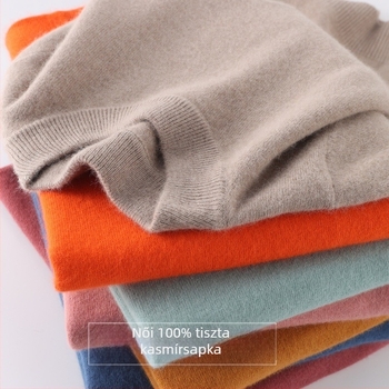 Női gyapjú pulóver, hosszú ujjú, vast fonalú, szabályos hosszúságú