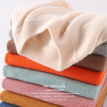 Női gyapjú pulóver, hosszú ujjú, vast fonalú, szabályos hosszúságú