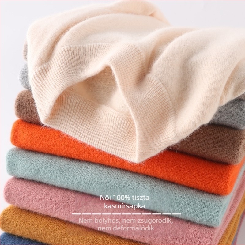 Női gyapjú pulóver, hosszú ujjú, vast fonalú, szabályos hosszúságú