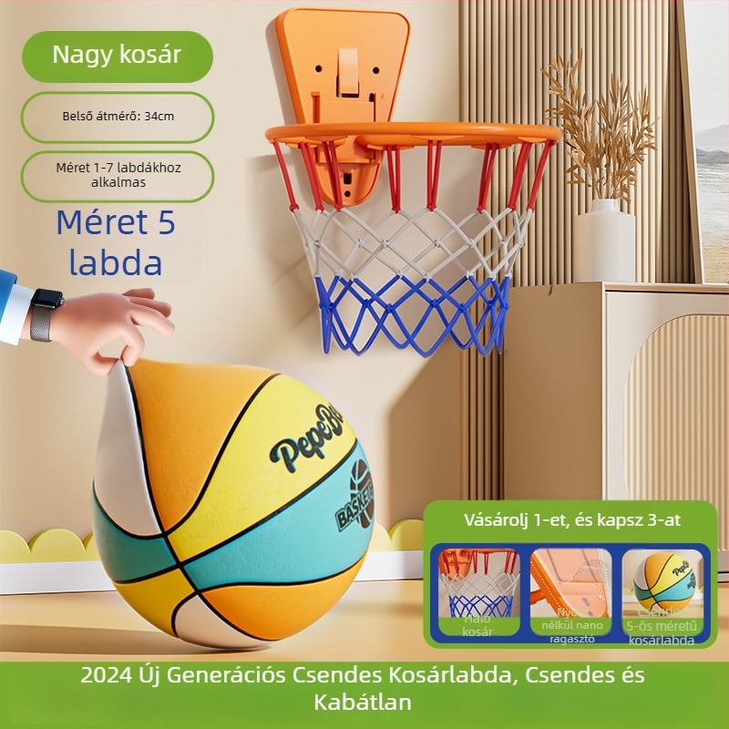 Ötödik generációs csendes beltéri kosárlabda gyerekeknek, gyűrűvel és magas visszapattanású szivacslabdával