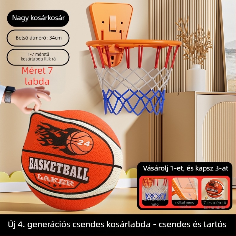 Ötödik generációs csendes beltéri kosárlabda gyerekeknek, gyűrűvel és magas visszapattanású szivacslabdával