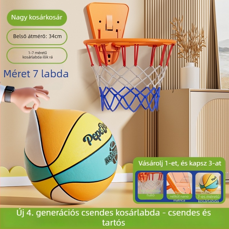 Ötödik generációs csendes beltéri kosárlabda gyerekeknek, gyűrűvel és magas visszapattanású szivacslabdával
