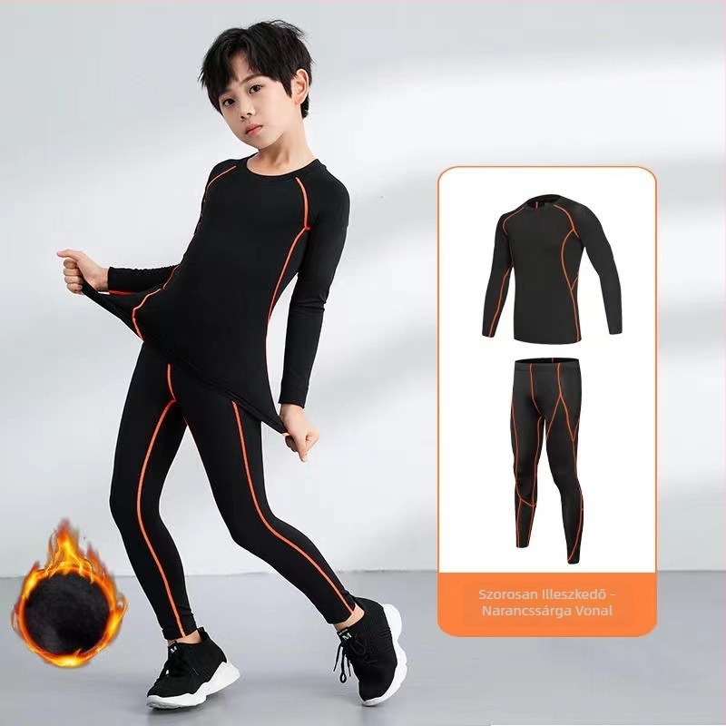 Gyerekeknek szóló sport bodyszett – gyorsan száradó, lélegző anyag, hosszú ujjú, kerek nyakú, spandex anyag tej-selyem bélés