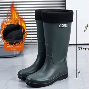 Férfiaknak vízálló gumicsizmák, magas szárú, műanyag felső résszel, kültéri horgászathoz és munkához