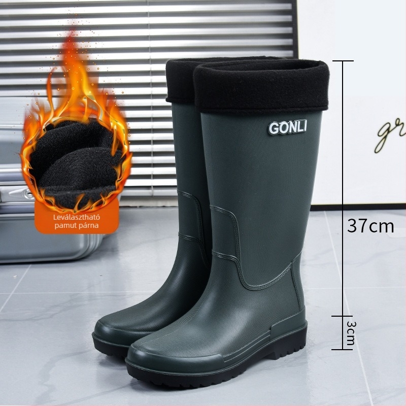 Férfiaknak vízálló gumicsizmák, magas szárú, műanyag felső résszel, kültéri horgászathoz és munkához