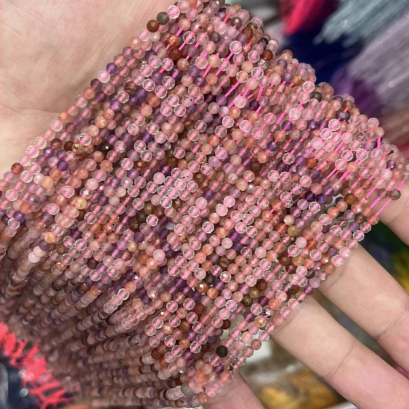 Sárga jáde kő facettált golyóskák – 2/3/4 mm, DIY ékszer alkatrészek