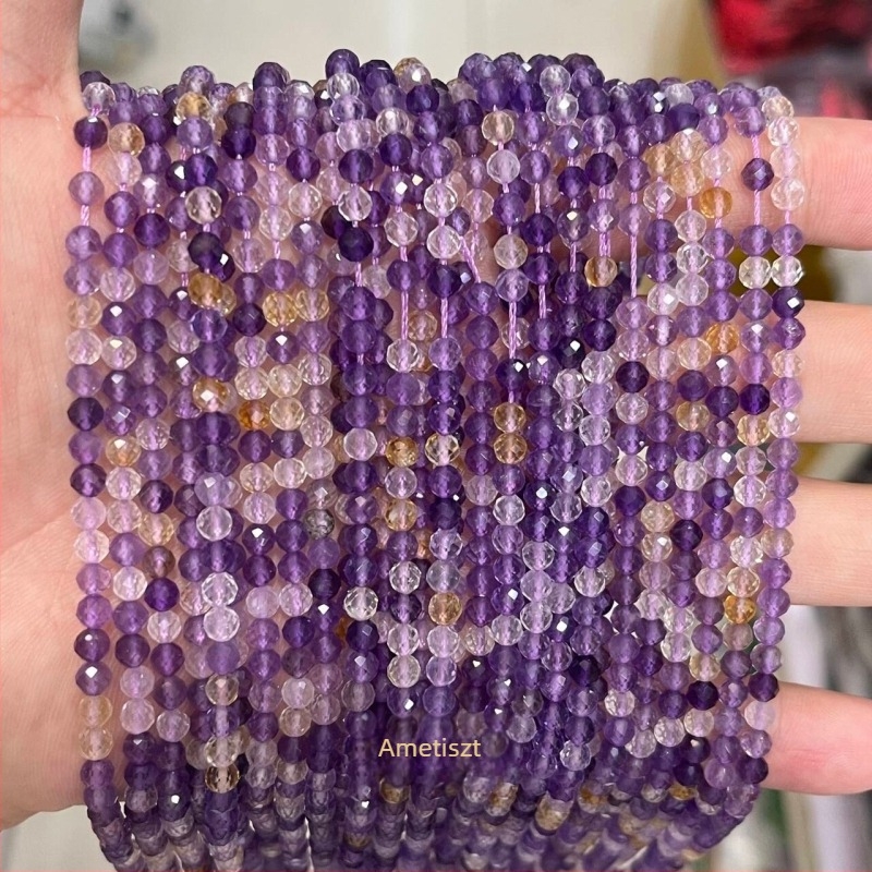 Sárga jáde kő facettált golyóskák – 2/3/4 mm, DIY ékszer alkatrészek