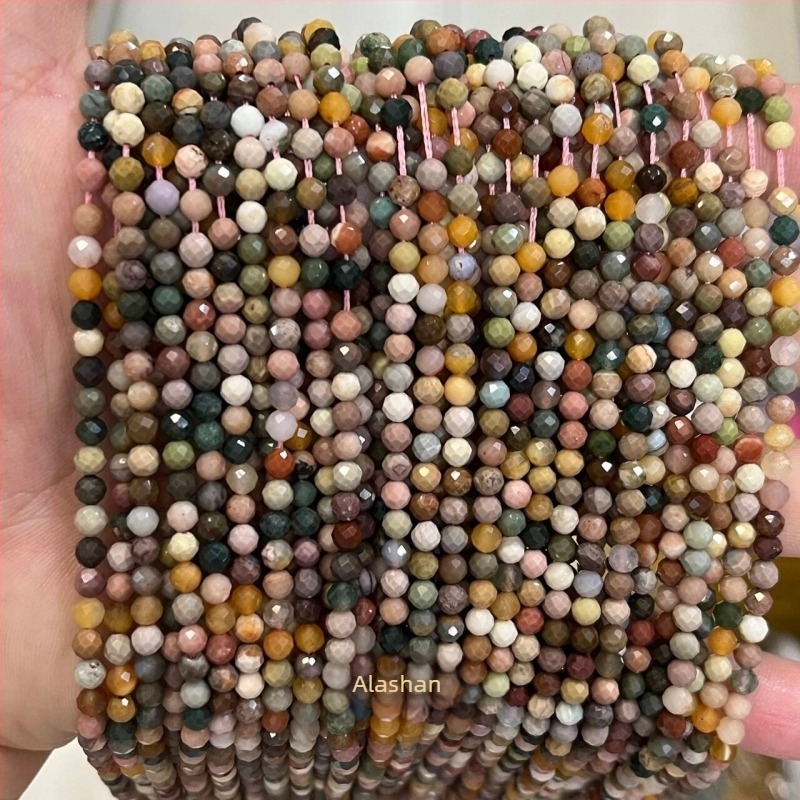 Sárga jáde kő facettált golyóskák – 2/3/4 mm, DIY ékszer alkatrészek