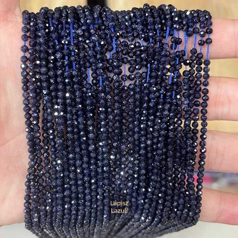 Sárga jáde kő facettált golyóskák – 2/3/4 mm, DIY ékszer alkatrészek