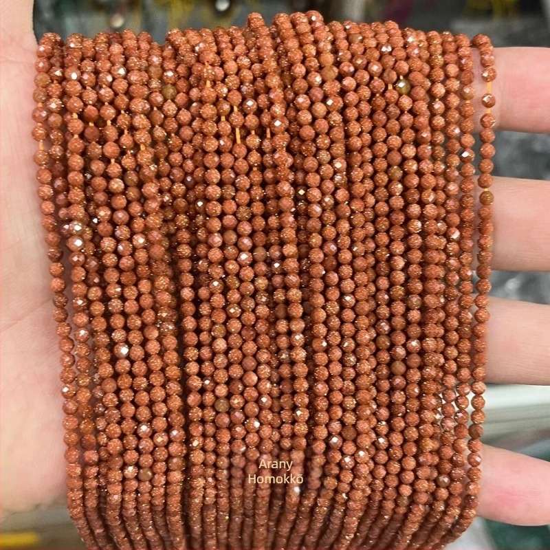 Sárga jáde kő facettált golyóskák – 2/3/4 mm, DIY ékszer alkatrészek