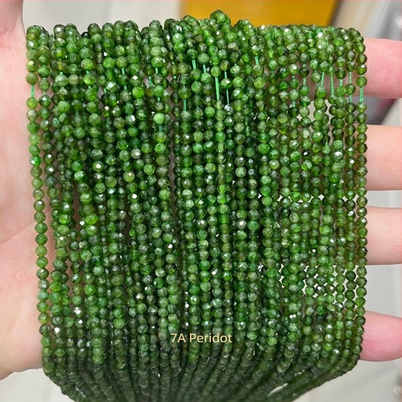 Sárga jáde kő facettált golyóskák – 2/3/4 mm, DIY ékszer alkatrészek