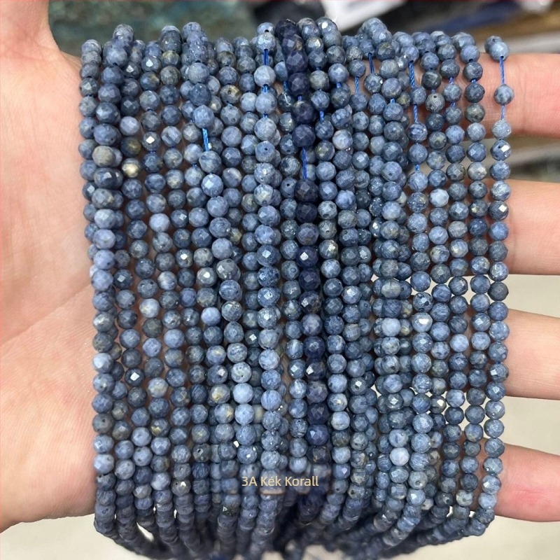 Sárga jáde kő facettált golyóskák – 2/3/4 mm, DIY ékszer alkatrészek