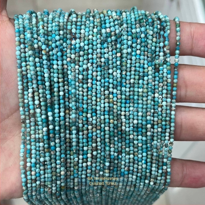 Sárga jáde kő facettált golyóskák – 2/3/4 mm, DIY ékszer alkatrészek