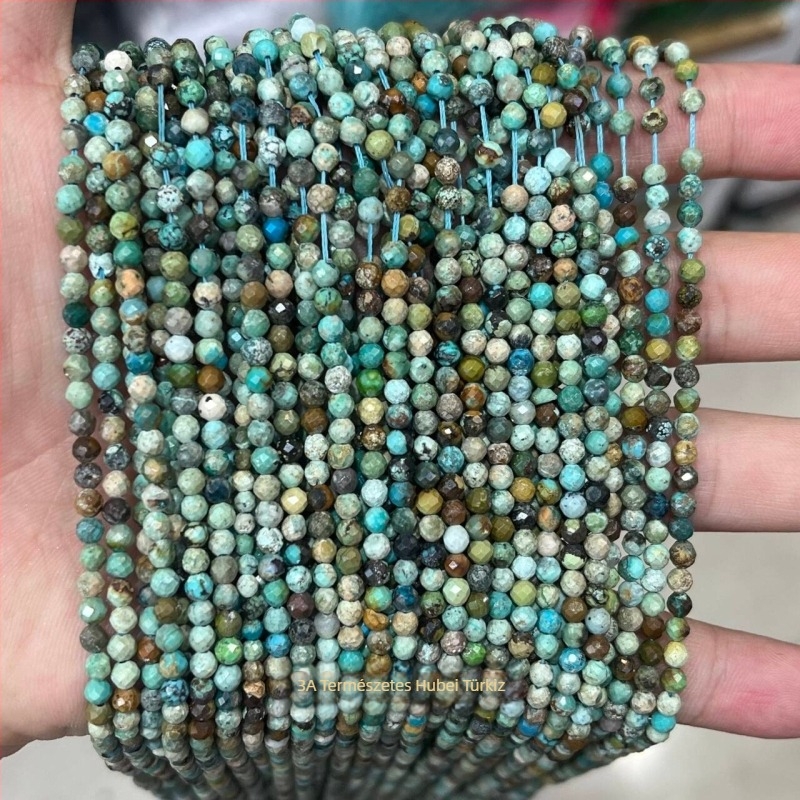 Sárga jáde kő facettált golyóskák – 2/3/4 mm, DIY ékszer alkatrészek