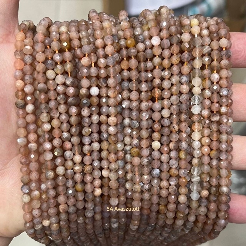 Sárga jáde kő facettált golyóskák – 2/3/4 mm, DIY ékszer alkatrészek