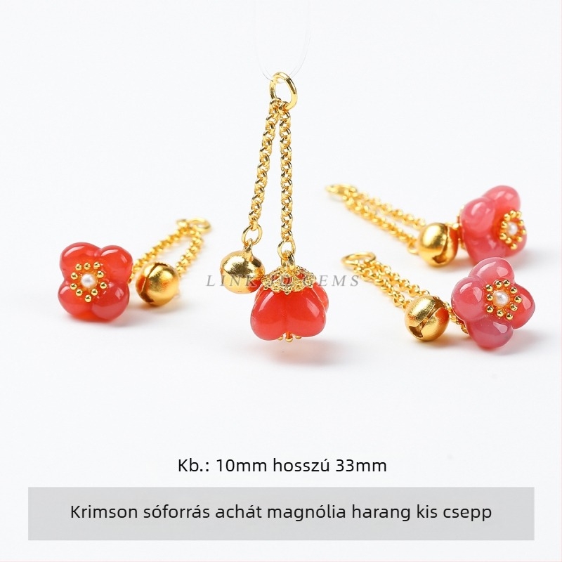 Természetes bíborvörös sóforrás achát, apró csepp alakú gyöngyök, kézzel készített DIY ékszer alkatrészek, félkész darabok