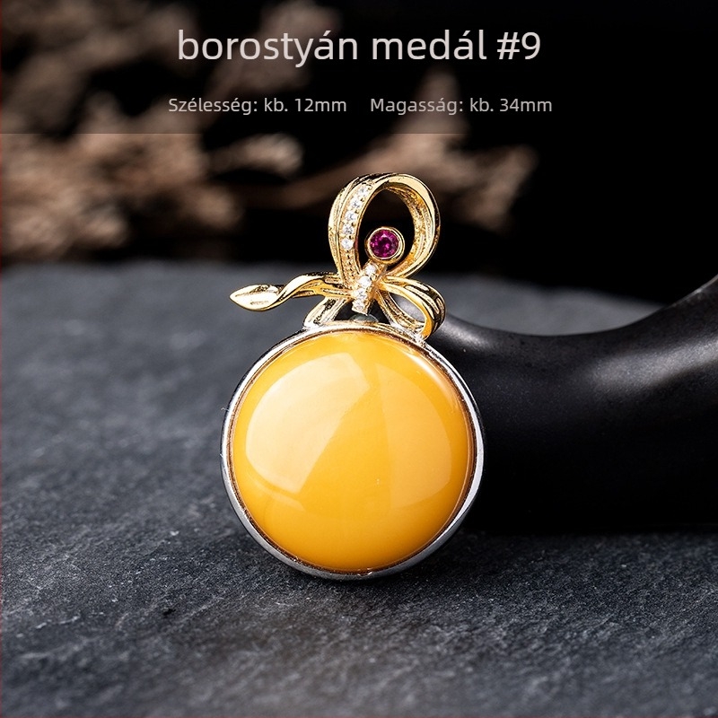 S925 ezüst berakásos borostyán medálos nyaklánc, geometriás kialakítás, Xingyu Jewelry, könnyű luxus stílus