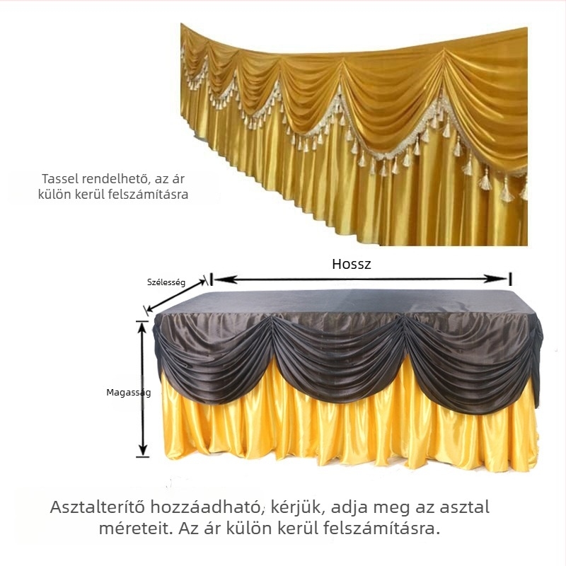 Ice Silk asztalterítő és függöny esküvői tortaasztalhoz és dekorációhoz a színpadon