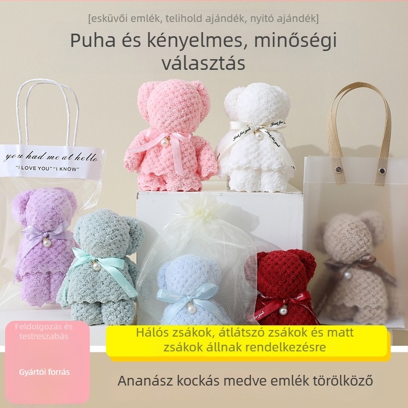 Maci mintás ananászos mikroszálas törölközők, korall velúr, vastagított, nedvszívó, négyszögletes és arc törölközők, esküvői ajándék