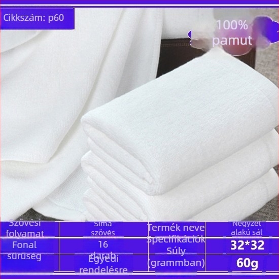 Pamut jacquard fürdőtörölköző szépségszalonhoz, vastag spirál szegéllyel, platina satin felülettel, egyszerű szövésű arc törölköző, 50–80 g