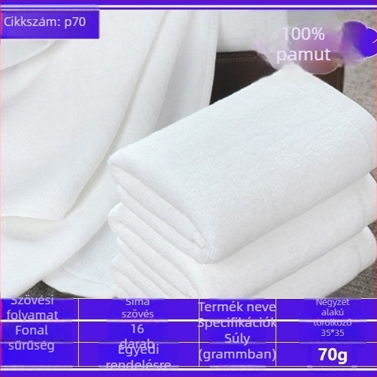 Pamut jacquard fürdőtörölköző szépségszalonhoz, vastag spirál szegéllyel, platina satin felülettel, egyszerű szövésű arc törölköző, 50–80 g