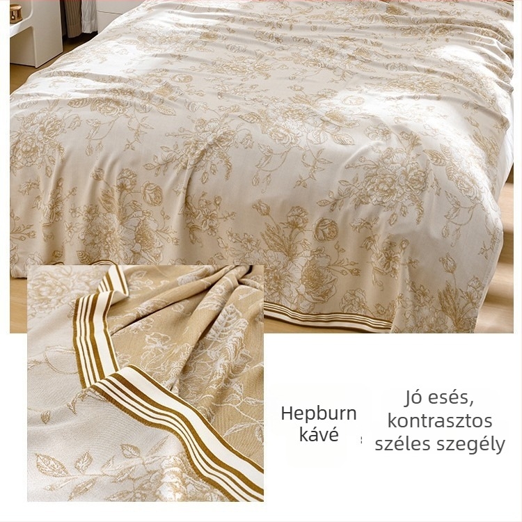 Bambuszrostból készült takaró – hűs Ice Silk érzet, egész évben használható, virágos minta, modern minimalist stílus, súly 800-999 g