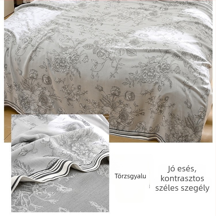 Bambuszrostból készült takaró – hűs Ice Silk érzet, egész évben használható, virágos minta, modern minimalist stílus, súly 800-999 g