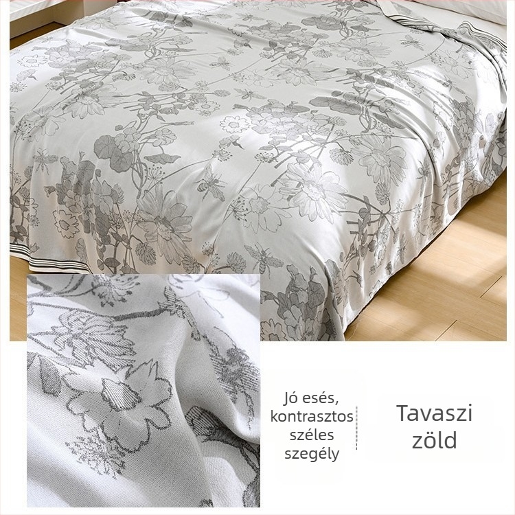 Bambuszrostból készült takaró – hűs Ice Silk érzet, egész évben használható, virágos minta, modern minimalist stílus, súly 800-999 g