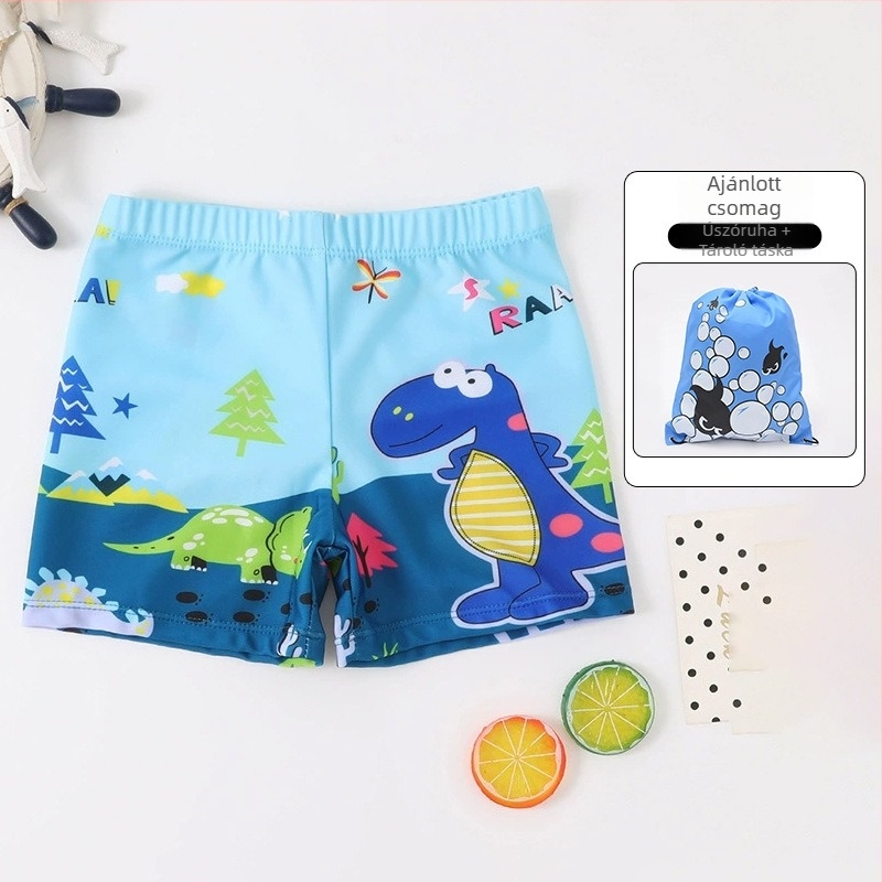 Gyerekeknek készült úszónadrág kartonnyomással, lélegző, gyorsan száradó; anyag: 88% poliészter, bélés 12% poliészter; stílus: rövidnadrág