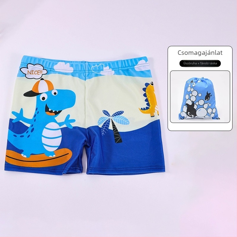 Gyerekeknek készült úszónadrág kartonnyomással, lélegző, gyorsan száradó; anyag: 88% poliészter, bélés 12% poliészter; stílus: rövidnadrág