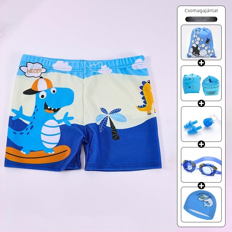 Gyerekeknek készült úszónadrág kartonnyomással, lélegző, gyorsan száradó; anyag: 88% poliészter, bélés 12% poliészter; stílus: rövidnadrág