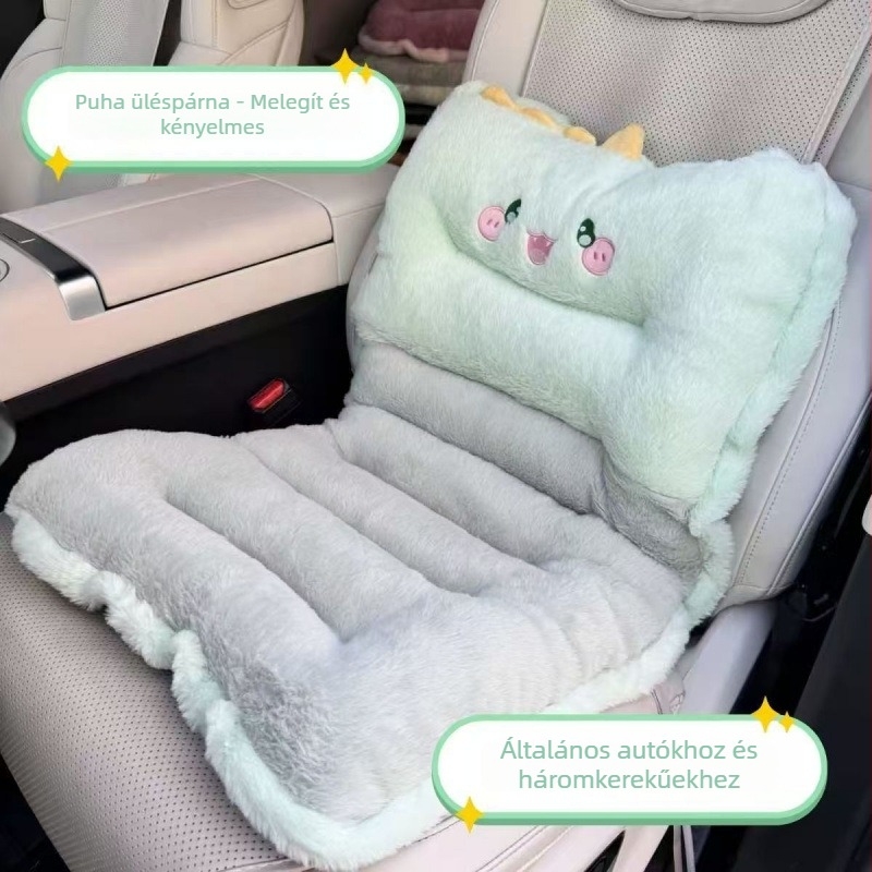 Elektromos háromkerekű téli ülőpárna, hátsó támlával, beépített borítással, fleece anyagból, elő- és hátsó ülésekhez