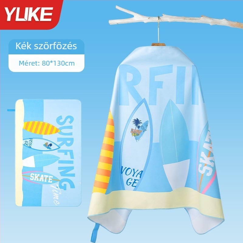 Yuke Gyerekeknek gyorsan száradó poliészter fürdőlepedő köntös – nedvszívó úszóköntös, 200-300 g, 16 szálas jacquard, varrás