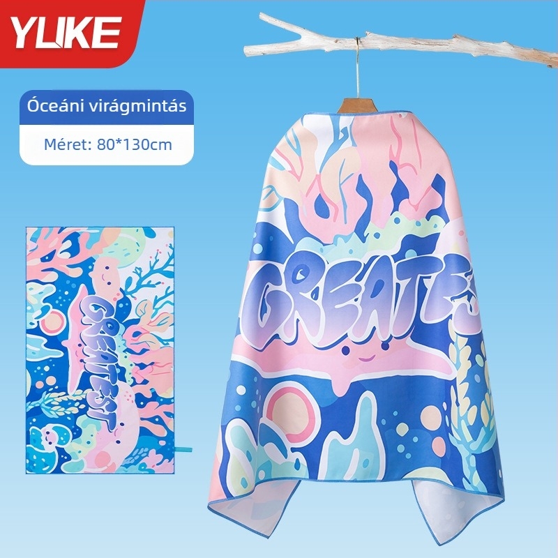 Yuke Gyerekeknek gyorsan száradó poliészter fürdőlepedő köntös – nedvszívó úszóköntös, 200-300 g, 16 szálas jacquard, varrás