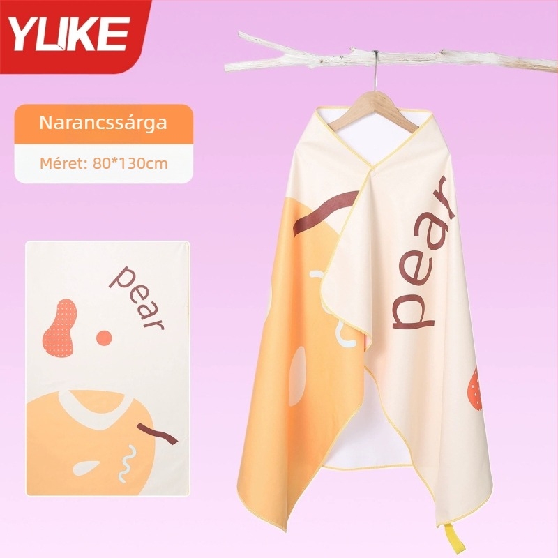 Yuke Gyerekeknek gyorsan száradó poliészter fürdőlepedő köntös – nedvszívó úszóköntös, 200-300 g, 16 szálas jacquard, varrás