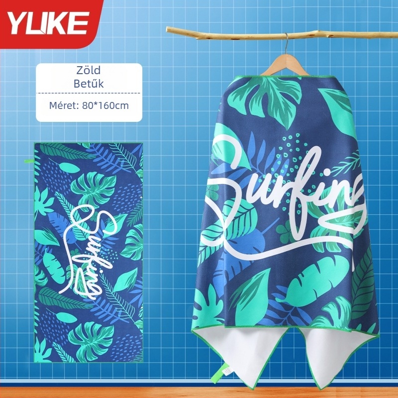Yuke Gyerekeknek gyorsan száradó poliészter fürdőlepedő köntös – nedvszívó úszóköntös, 200-300 g, 16 szálas jacquard, varrás