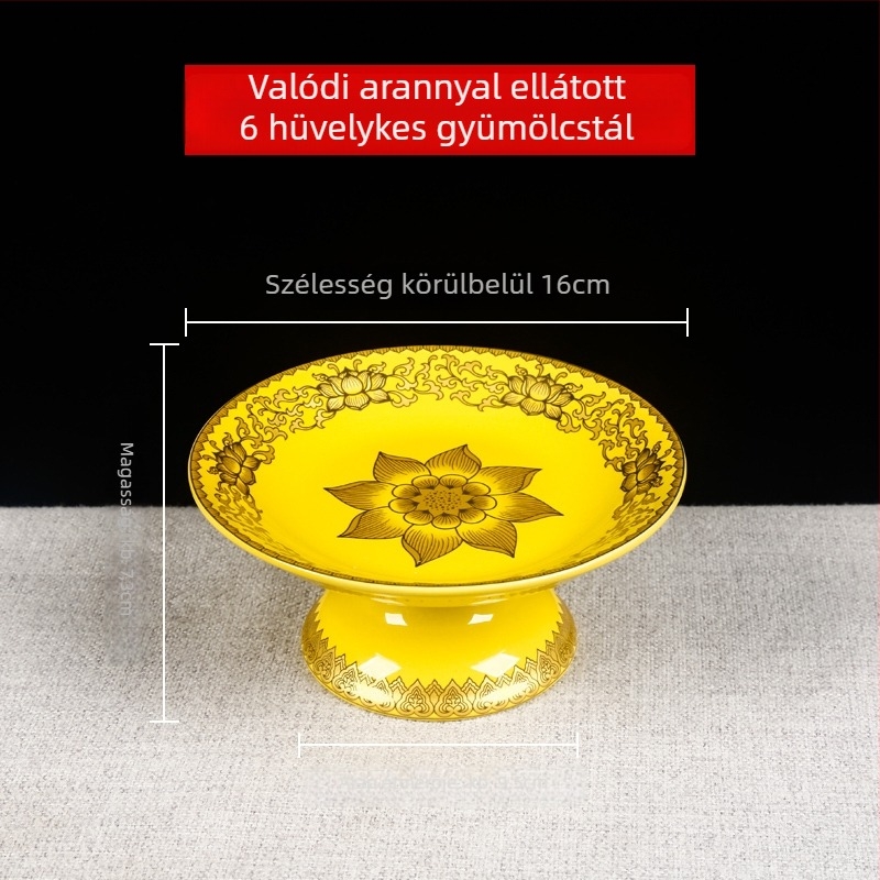 Buddha felé tartó gyümölcstál, dekorat selyem virággal, univerzális stílus, felület: más, születésnapi ajándék