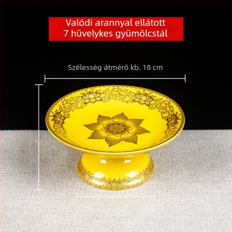 Buddha felé tartó gyümölcstál, dekorat selyem virággal, univerzális stílus, felület: más, születésnapi ajándék