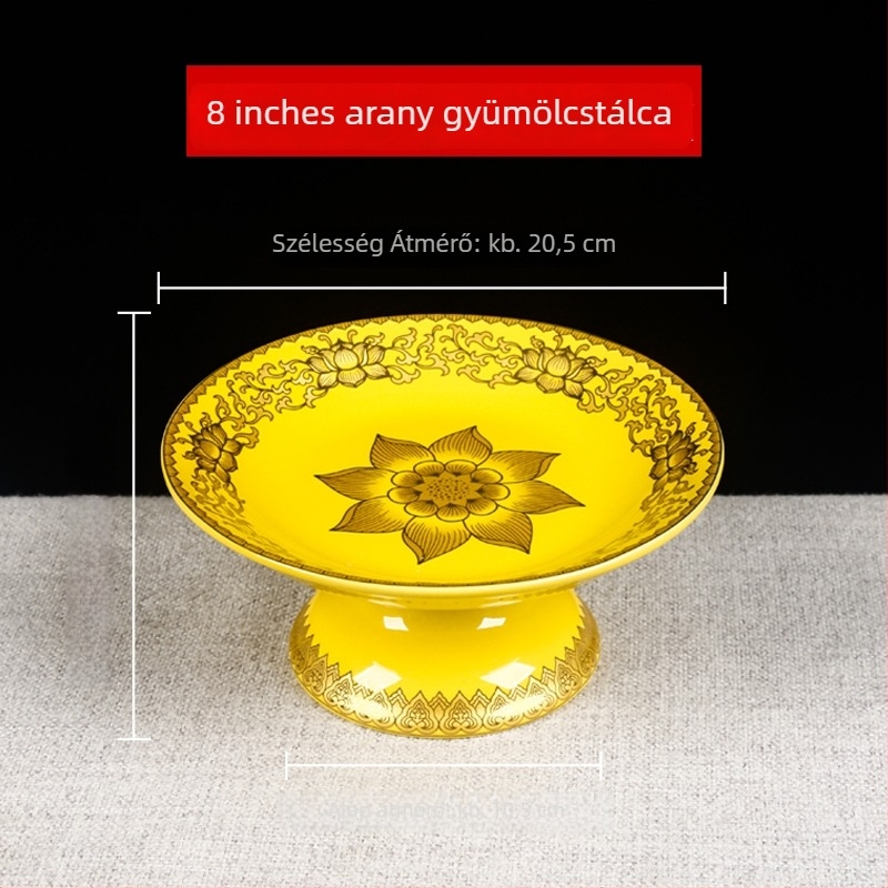 Buddha felé tartó gyümölcstál, dekorat selyem virággal, univerzális stílus, felület: más, születésnapi ajándék