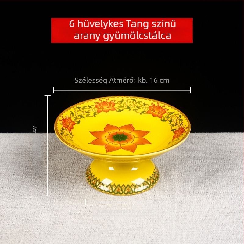 Buddha felé tartó gyümölcstál, dekorat selyem virággal, univerzális stílus, felület: más, születésnapi ajándék