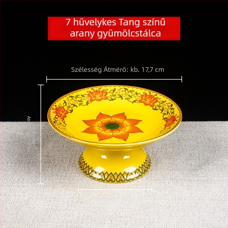 Buddha felé tartó gyümölcstál, dekorat selyem virággal, univerzális stílus, felület: más, születésnapi ajándék