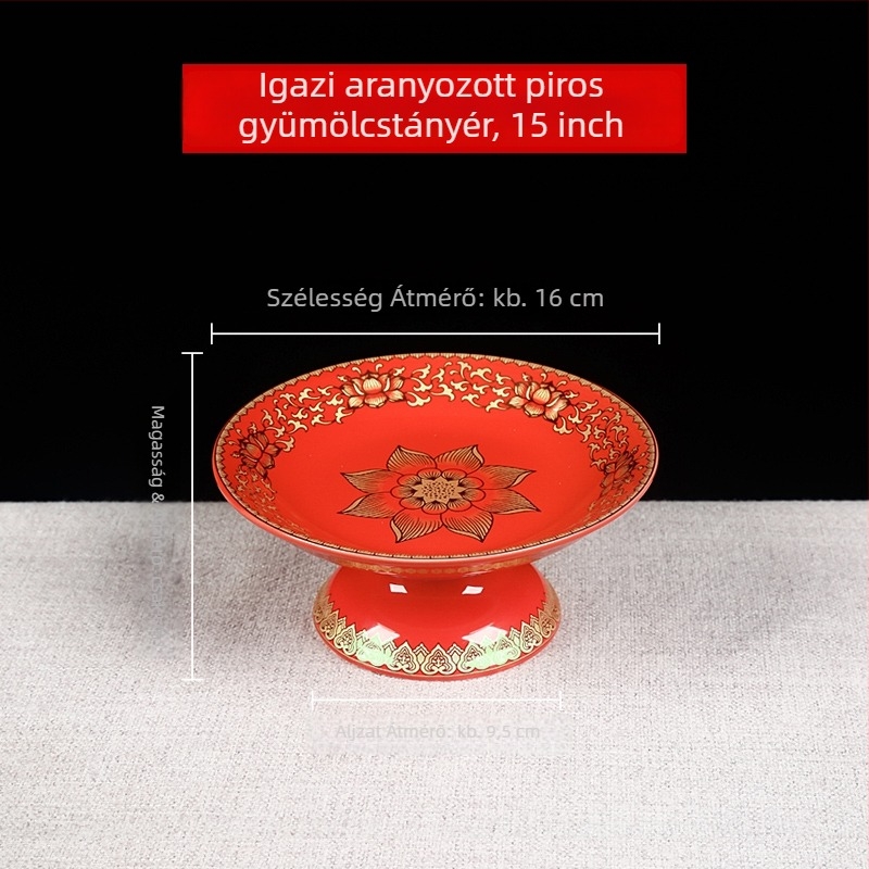 Buddha felé tartó gyümölcstál, dekorat selyem virággal, univerzális stílus, felület: más, születésnapi ajándék