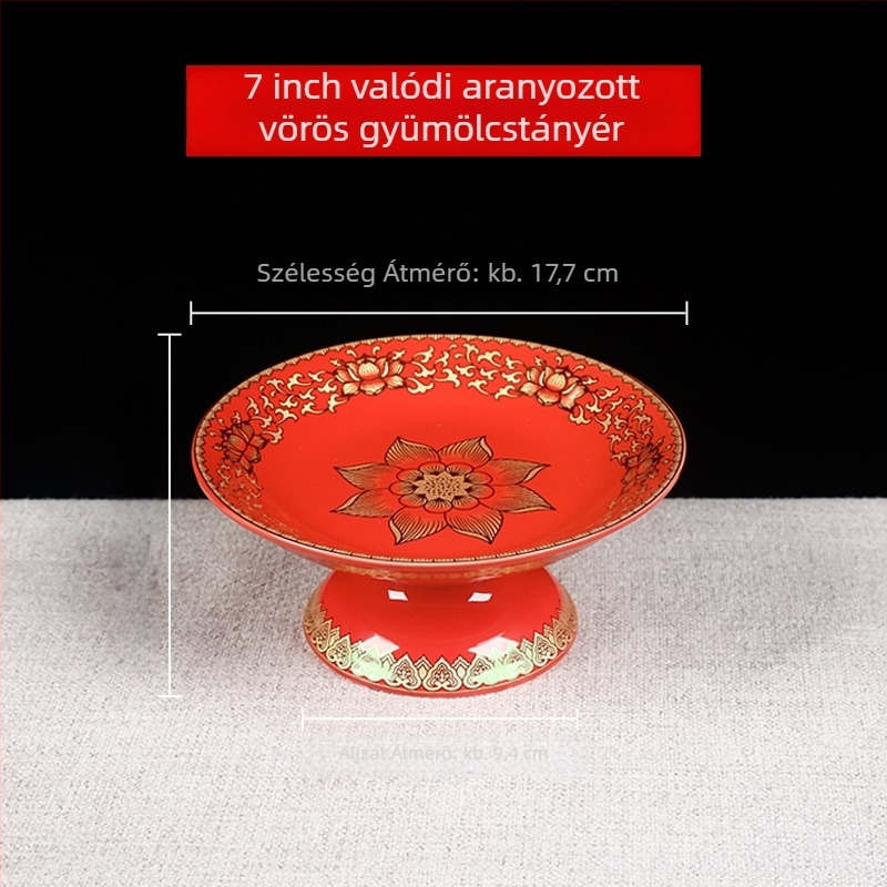 Buddha felé tartó gyümölcstál, dekorat selyem virággal, univerzális stílus, felület: más, születésnapi ajándék