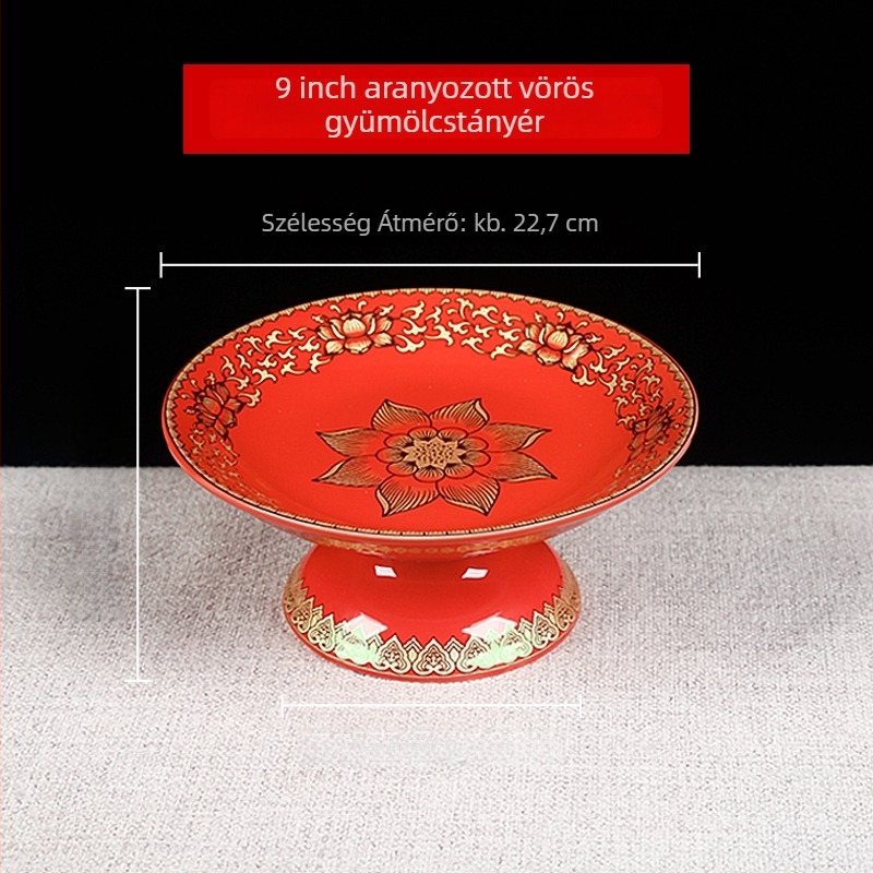 Buddha felé tartó gyümölcstál, dekorat selyem virággal, univerzális stílus, felület: más, születésnapi ajándék