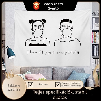 Japán stílusú falikárpit lányos illusztrációval – modern minimalista stílus, poliészter anyag, digitális hőtranszfer nyomtatás, téglalap alakú, testreszabható, alkalmas hálószobára, tanulószobára, gyerekszobára