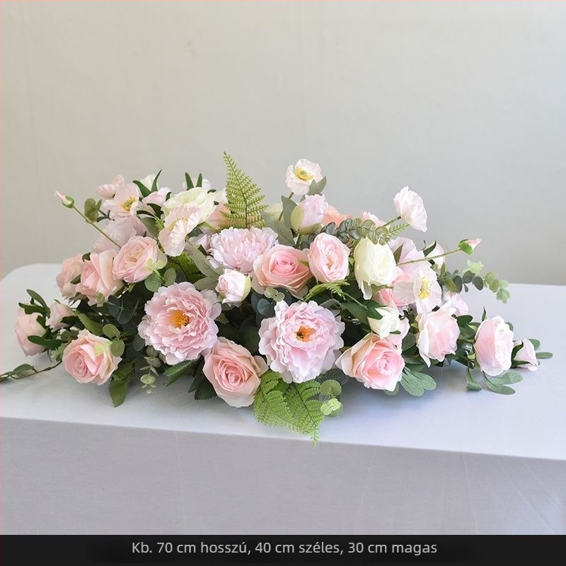 Selyem virág asztali középdísz – margaréta mintázat, flocking technika, esküvőre